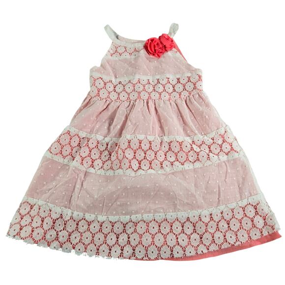 Penelope Mack Toddler Girls 2T Pink White Lace Spring Easter Floral Summer EUC - Picture 1 of 8